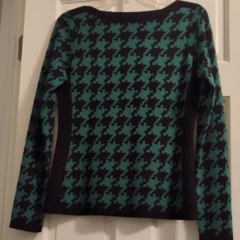 The Limited Teal and Black Houndstooth Sweater